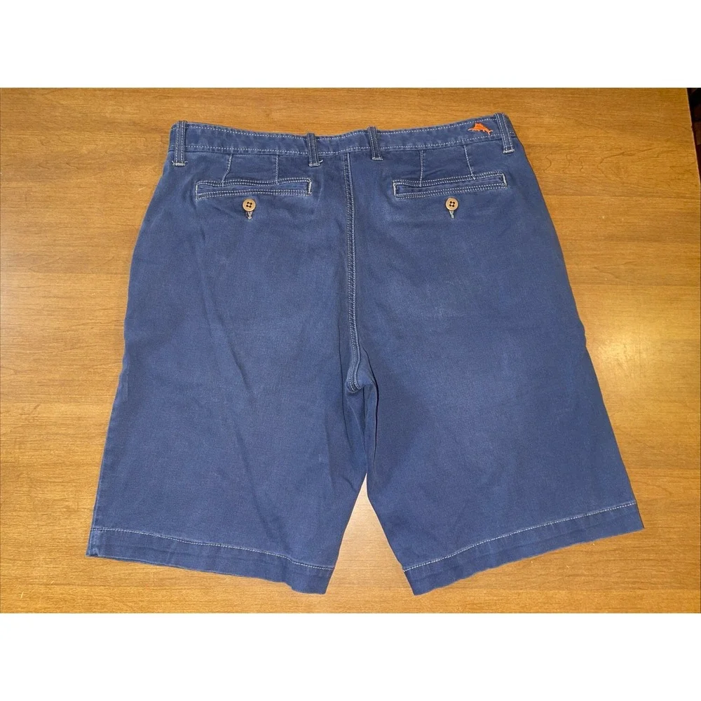 Tommy Bahama Short Men 34 Blue Stretch Cotton Chino Flat Front Beach Golf Resort
